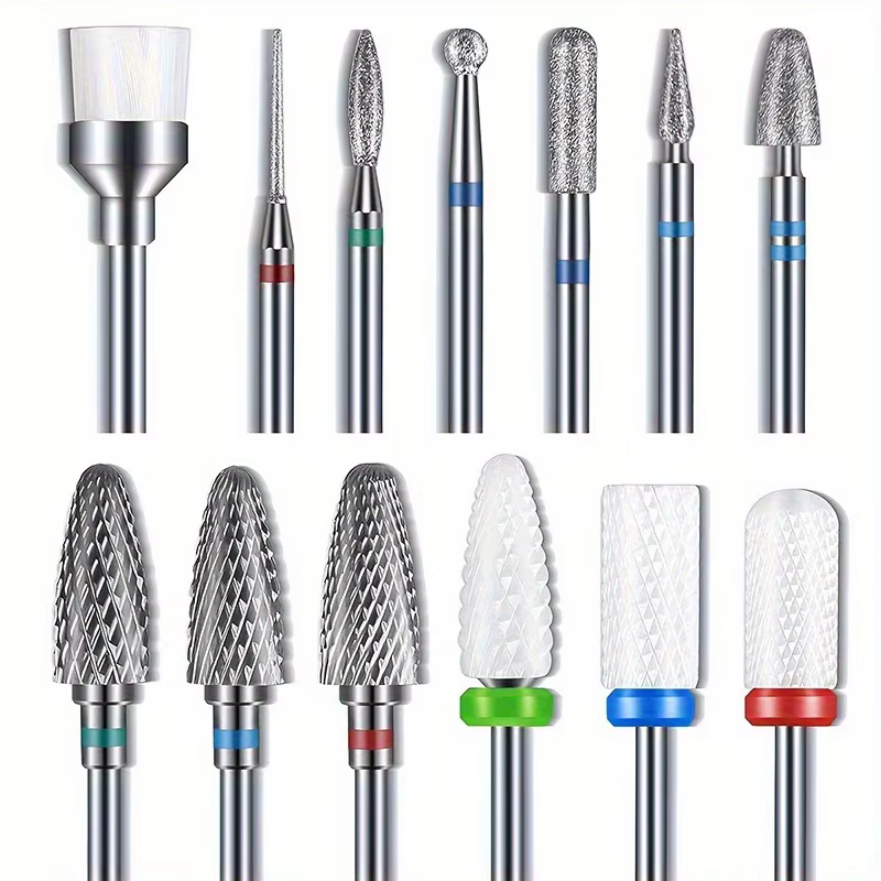 13 pièces/ensemble 3/32 "ensemble de forets à ongles en carbure de diamant hypoallergénique adapté aux