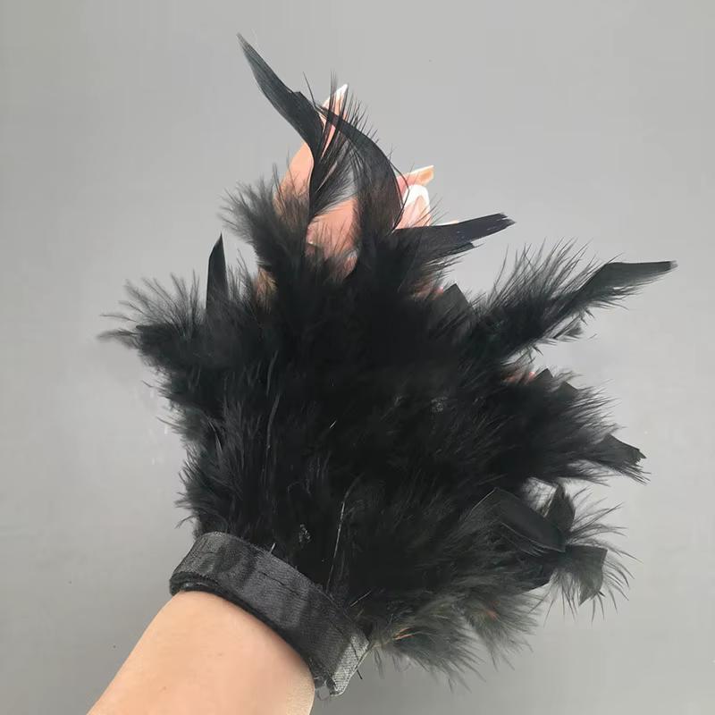 Manucure main photo poignets plume bracelet en peluche tout pour le tournage des ongles
