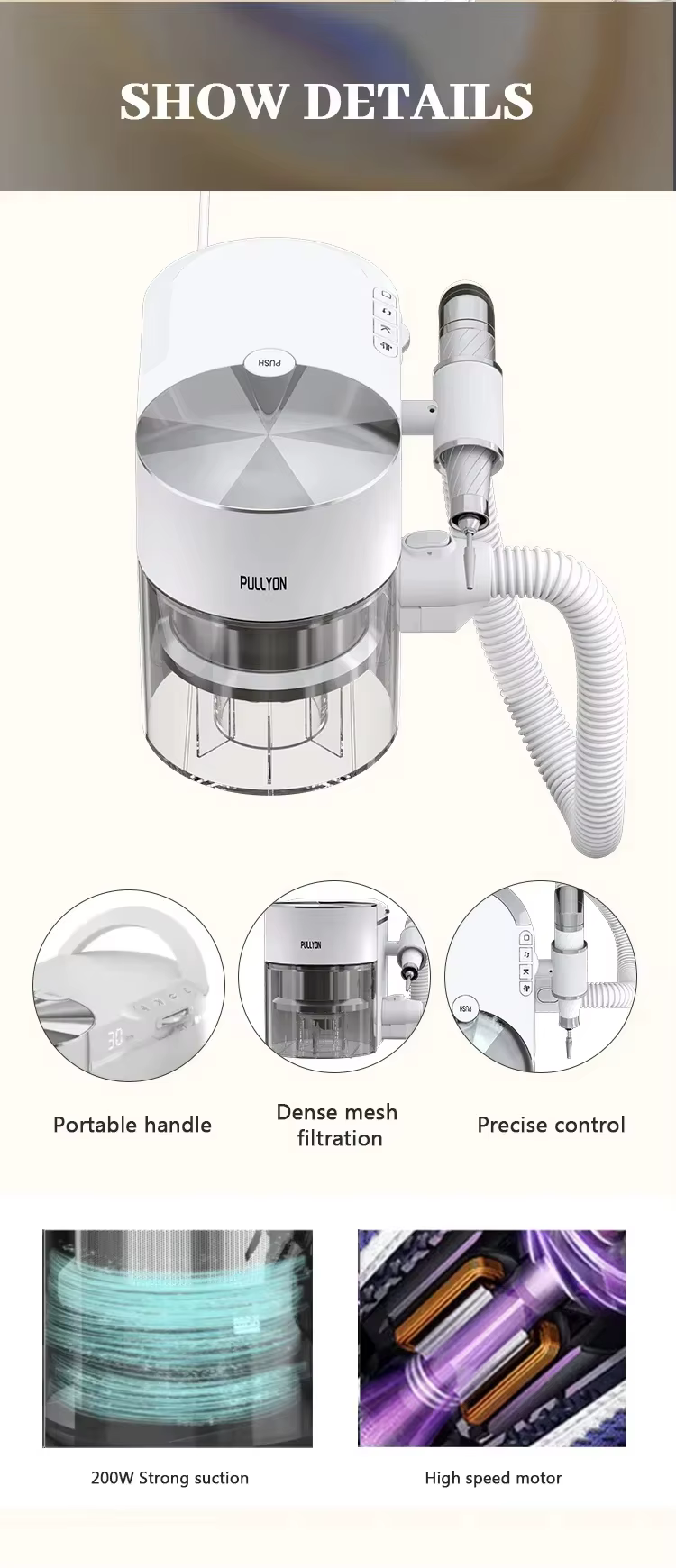 Polisseuse à ongles électrique 2-en-1 et aspirateur de poussière de bureau