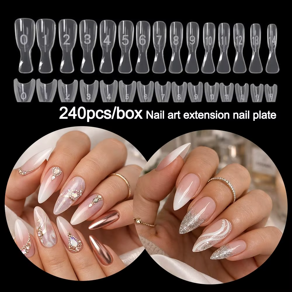 240 faux ongles ovales ultra-fins pour extension rapide