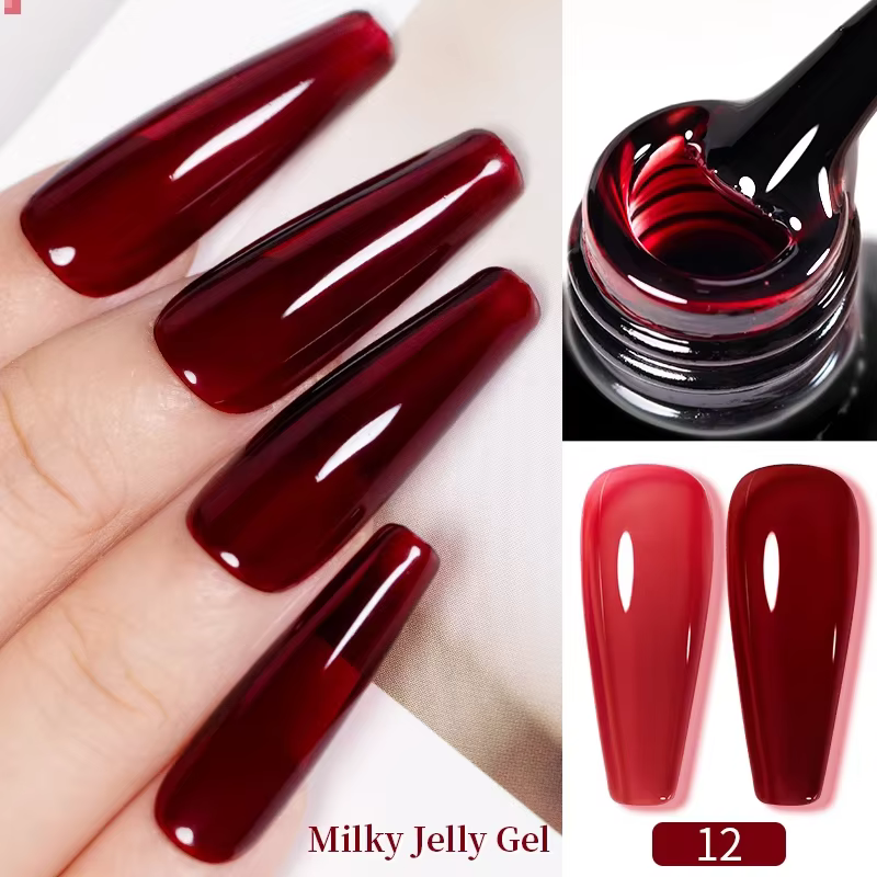 BOZLIN 7.5ml Gelée Nude Rouge Lacté Couleur Sang Gel Français Transparent Manucure Semi-Permanente Soak Off Vernis à Ongles Nail Art