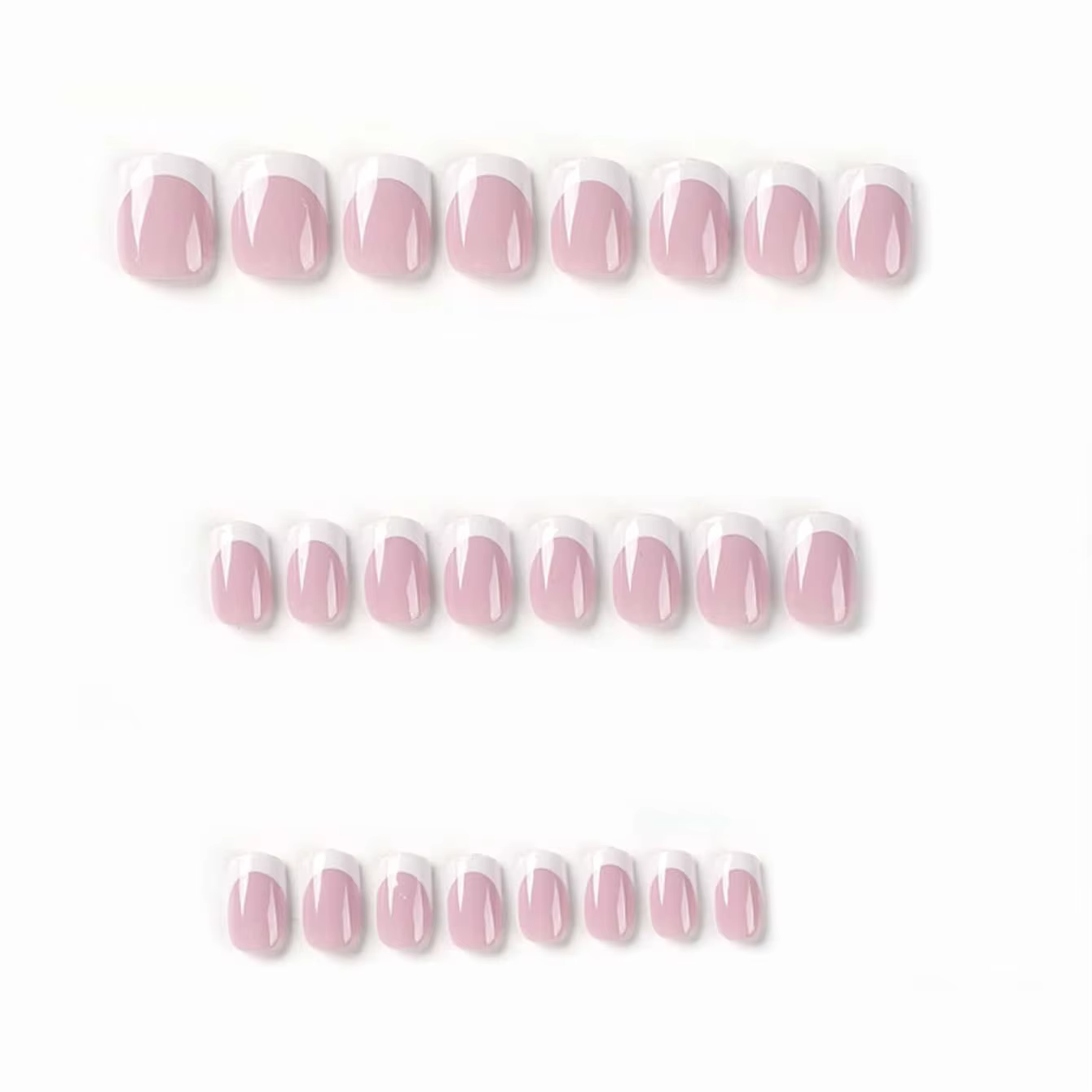24 pièces d'ongles courts minimalistes français avec 1 lime et 1 gel gelée