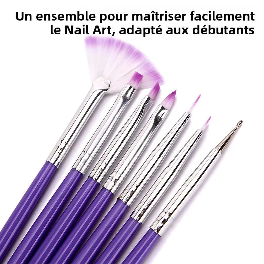 Ensemble de pinceaux pour Nail Art à manche violet