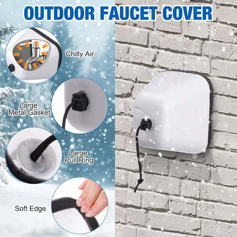 Couverture de robinet d'extérieur, Protection antigel d'hiver, installation facile, sans outils, isolation en mousse réutilisable, couverture anti-gel pour robinet extérieur