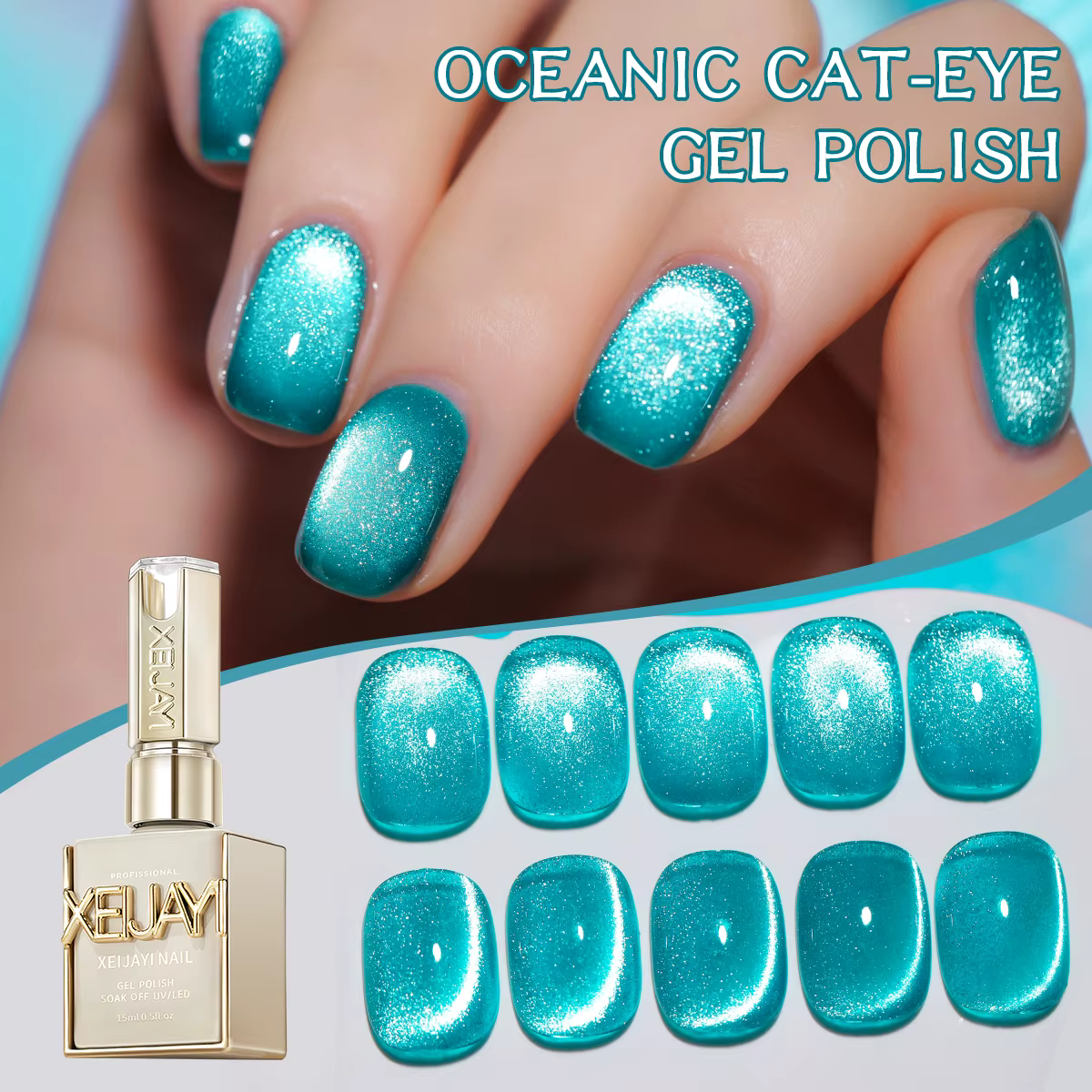 XEIJAYI 15ML Vernis à ongles gel effet œil de chat