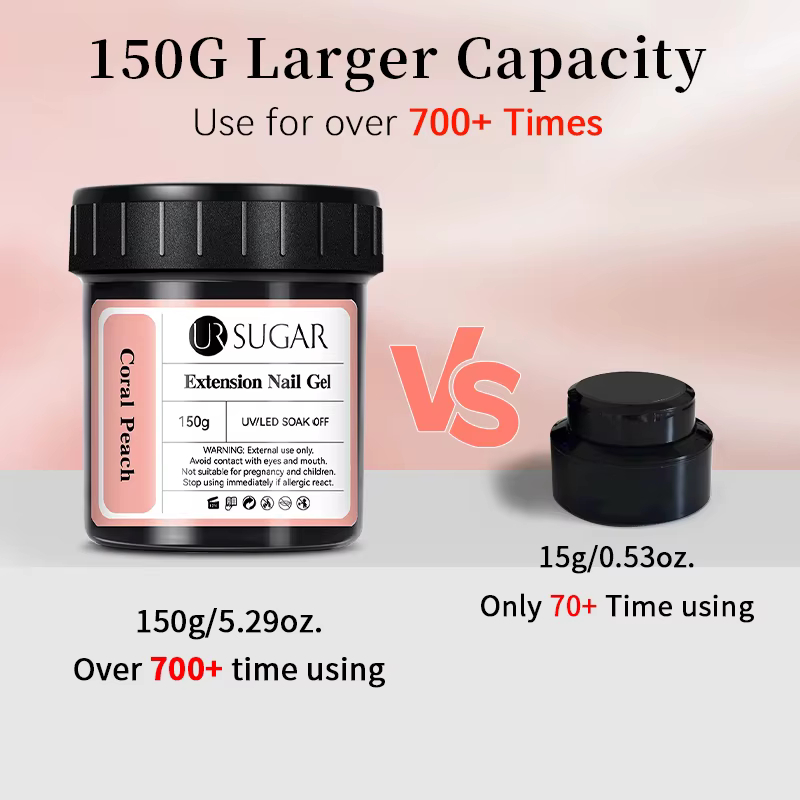 UR SUGAR 150g Gel d'extension d'ongles en acrylique, formule UV durcissable, pour manucure rapide, construction et auto-nivellement des ongles