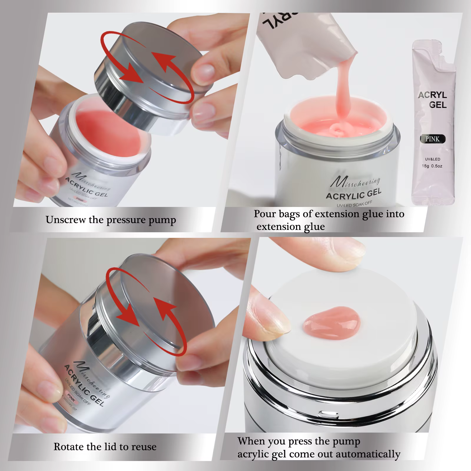 15/30g Gel pour ongles à constructeur rapide blanc nu rose clair Gel d'extension pour Nail Art Gel acrylique multifonctionnel tremper UV LED pour Salon
