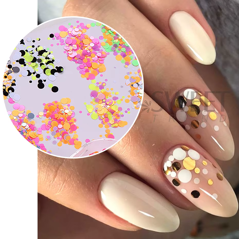 12 grilles fluorescentes rondes paillettes ongles
