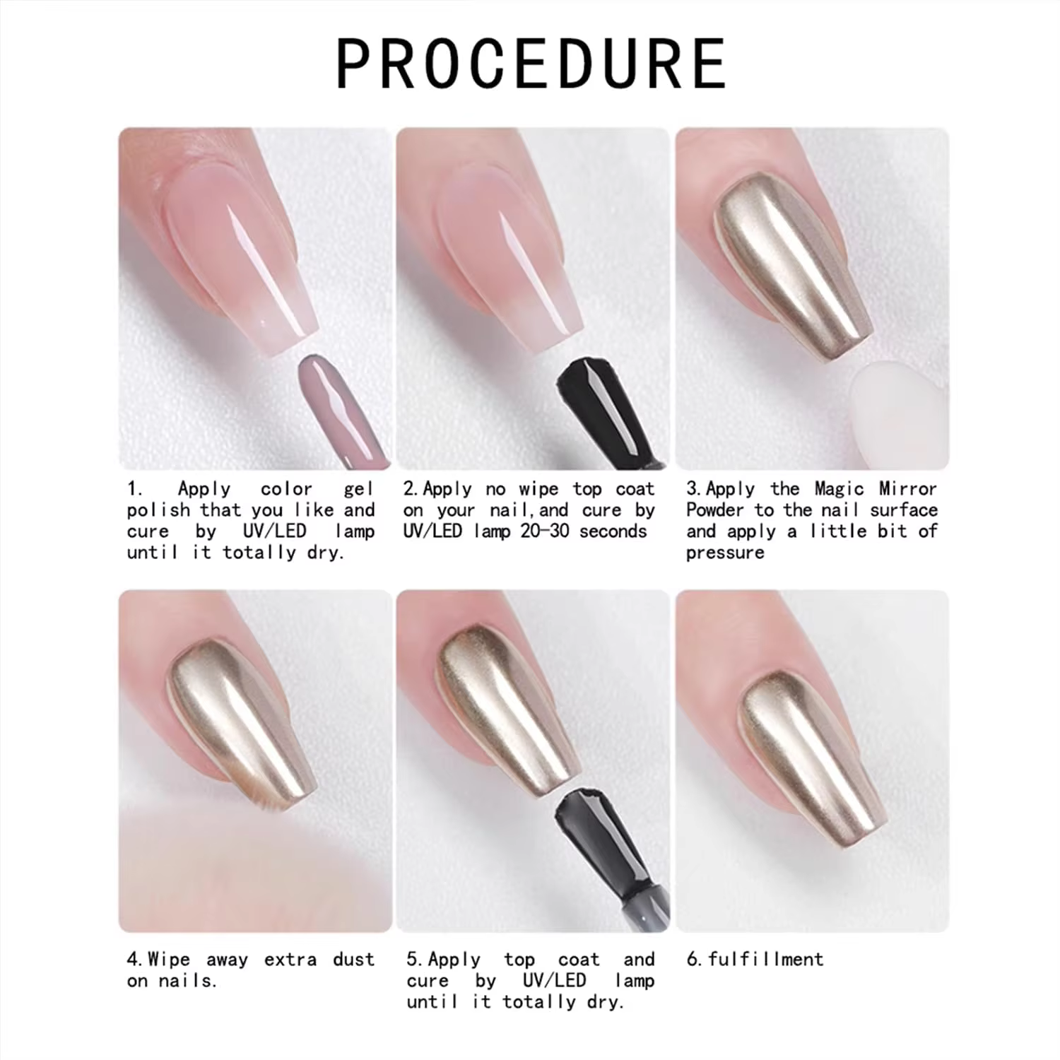 1 Boîte de Poudre à Ongles Super Magic Mirror Noire