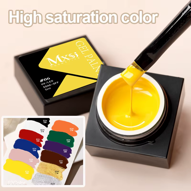 Mxsi Nail Art 12 couleurs peinture Gel vernis à ongles 5ml pour ligne fleur dessin tremper UV LED Gel