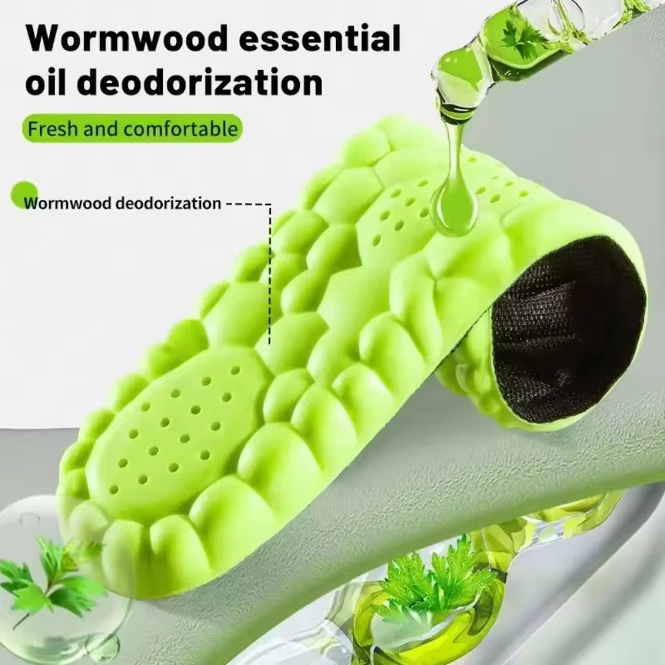 1/2 Paire de semelles intérieures de sport en PU avec technologie 4D Cloud, souples, respirantes, absorbant les chocs, pour la course à pied et les soins orthopédiques