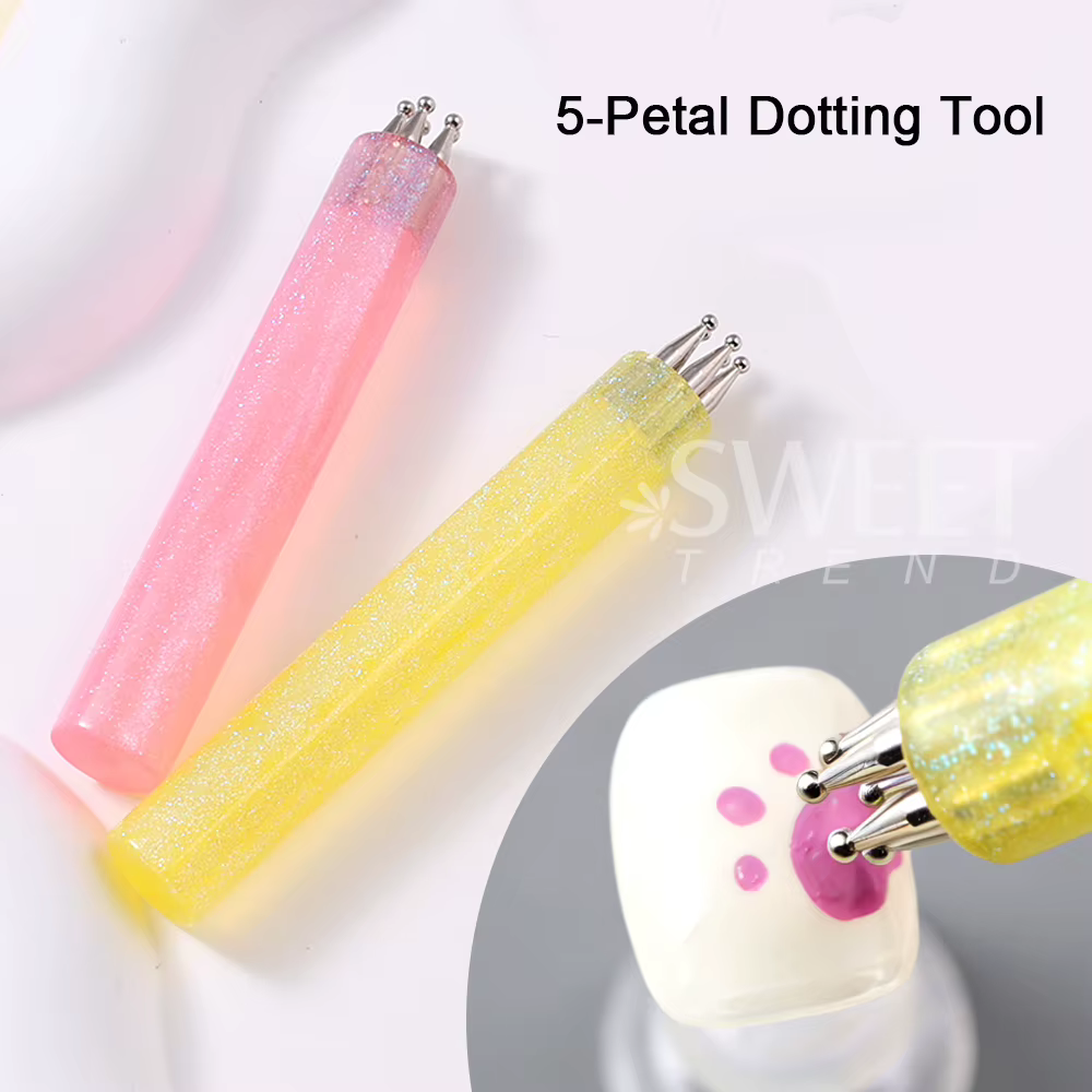 SWEET TREND - 1 pièce Stylo de nail art à 5 pétales pour dessiner des fleurs à cinq