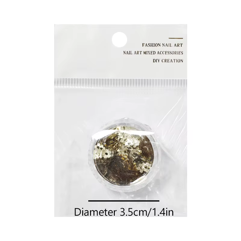 1 pot de paillettes en feuille d'or et d'argent pour ongles