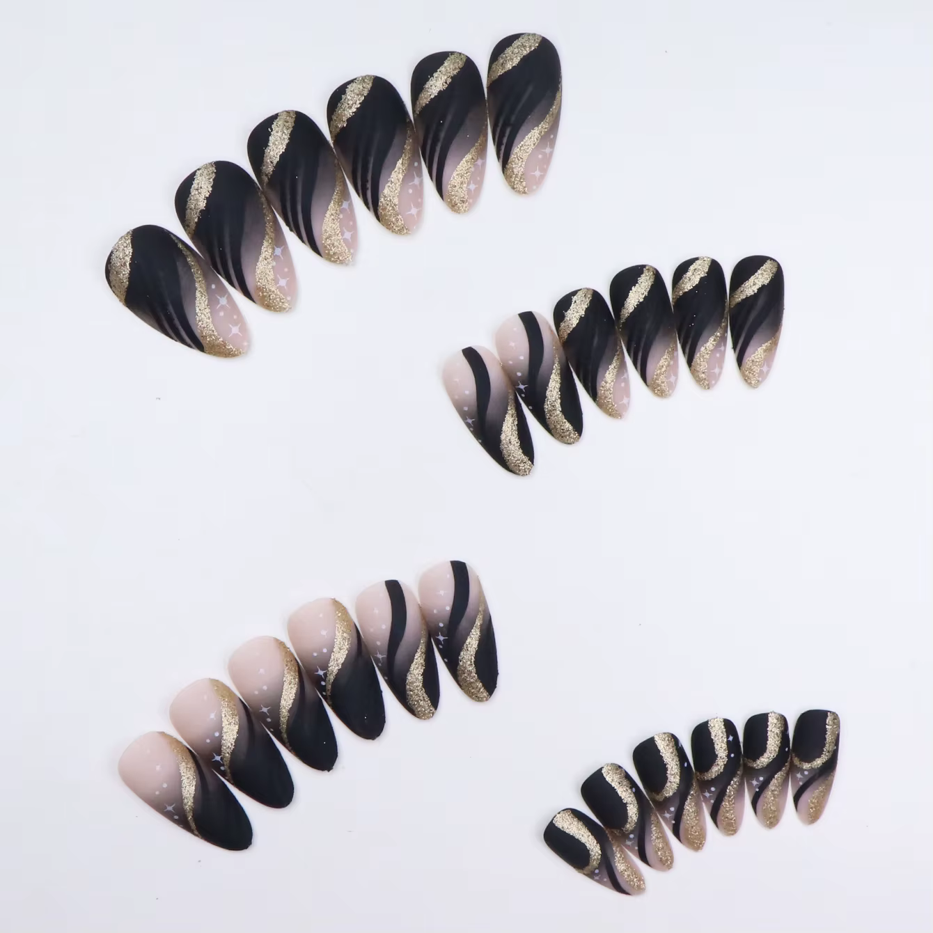 ARTAUG 24 pièces élèvent votre Style avec une presse noire d'amande moyenne sur les ongles
