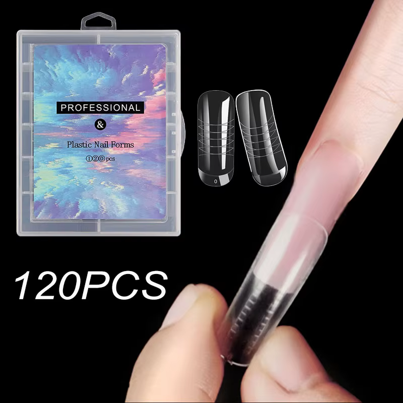 60/120 pièces/boîte ongles doubles formes réutilisables