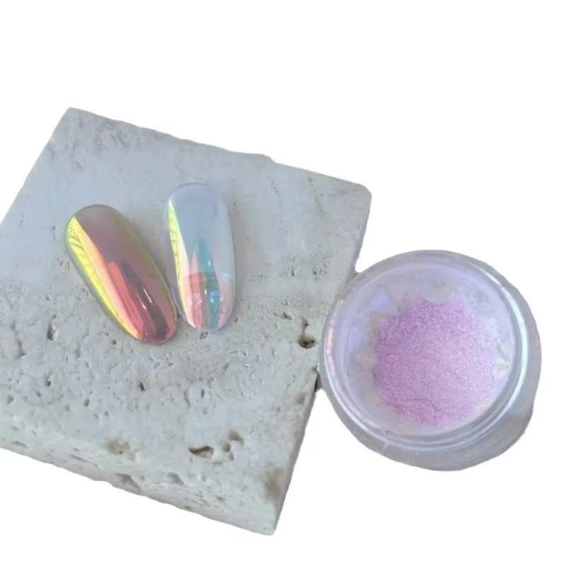 9 couleurs arc-en-ciel Aurora ciel royaume clair de lune poudre paillettes Chrome femmes Nail Art