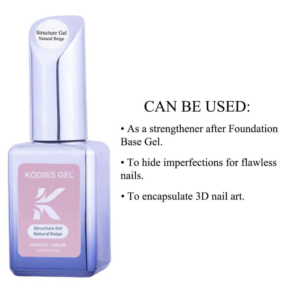 KODIES GEL Base en caoutchouc Gel vernis à ongles naturel Beige 15ML Semi Permanent UV Structure couleur