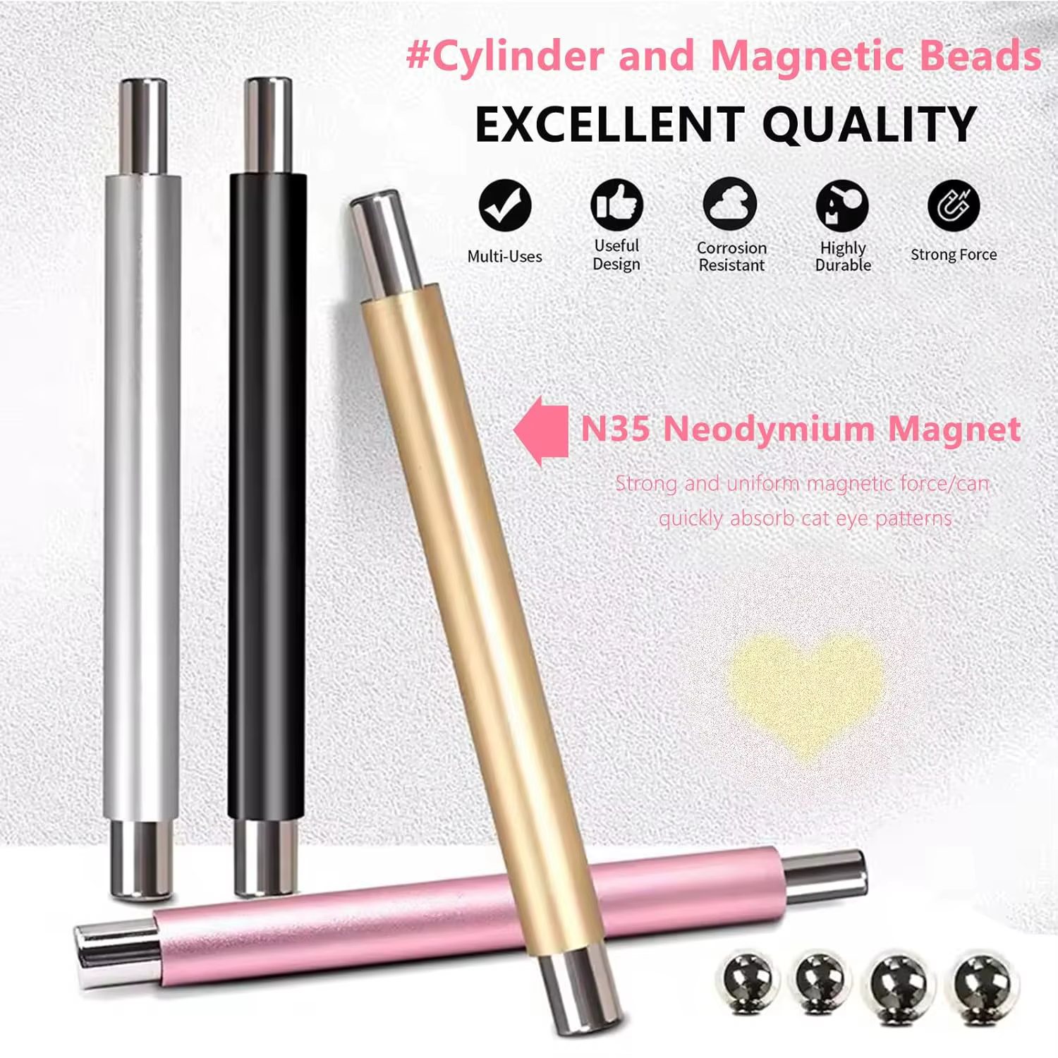 1/2 pièces Bille magnétique œil de chat pour ongles avec kit d'outils magnétiques