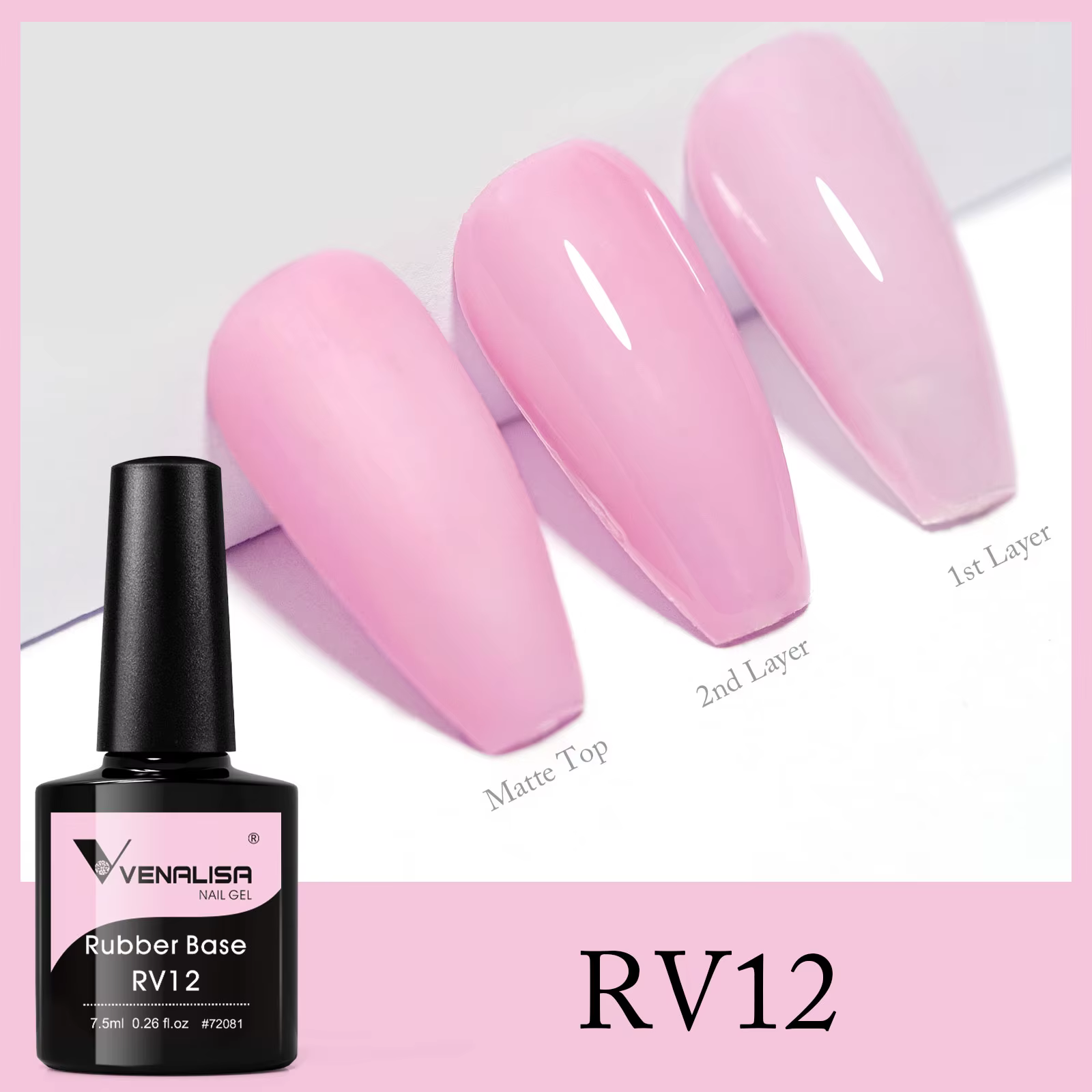VENALISA Semi Transparent français rose couleur caoutchouc Base manteau vernis à ongles Gel gelée