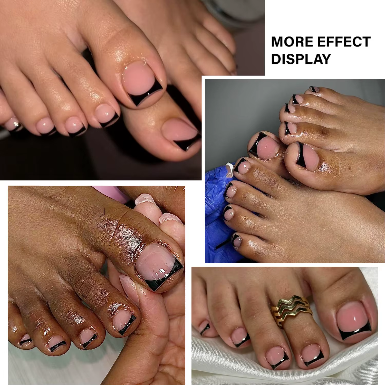 150 faux ongles de pieds noirs