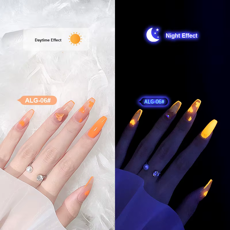 AS Vernis à ongles gel fluorescent vert qui brille dans le noir