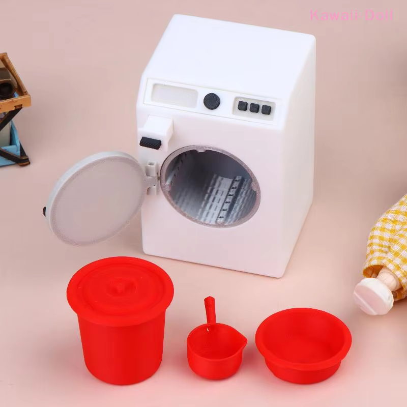 Meubles de buanderie pour maison de poupée 1/12, décor miniature, machine à laver, seau, lavabo, ornement, accessoires pour micro-scène de maison de poupée