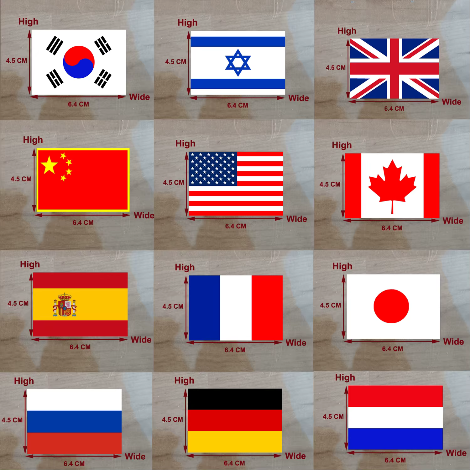 Patchs d'autocollants d'impression par transfert de chaleur personnalisés, sensation nationale des pays, France, Corée, Israël, Espagne, Russie, États-Unis, États-Unis, vêtements et sacs