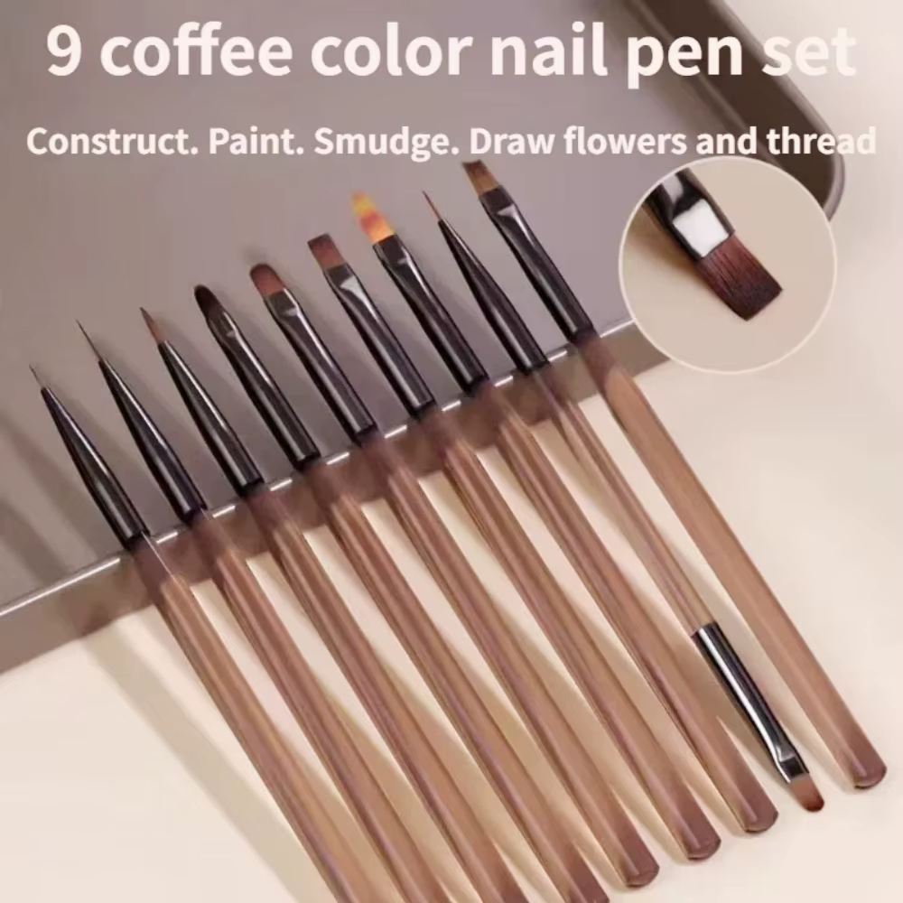 9 pièces brosse à ongles pour Nail Art Design