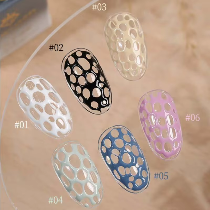 Poke Poke Nail Art colle dentelle trou ongles Graffiti lettre peinture Art Gel noir blanc océan vague Texture UV LED tremper vernis