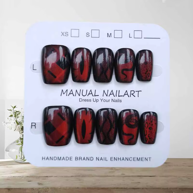 10 pièces Style foncé vent frais paon bleu émeraude Bordeaux rouge oeil de chat presse sur les ongles