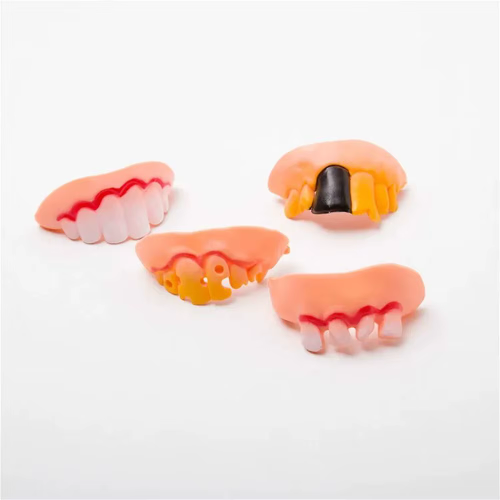 Prothèses dentaires amusantes, 10 styles, fausses dents en caoutchouc, jouet choquant, fausses dents, Gadgets de nouveauté