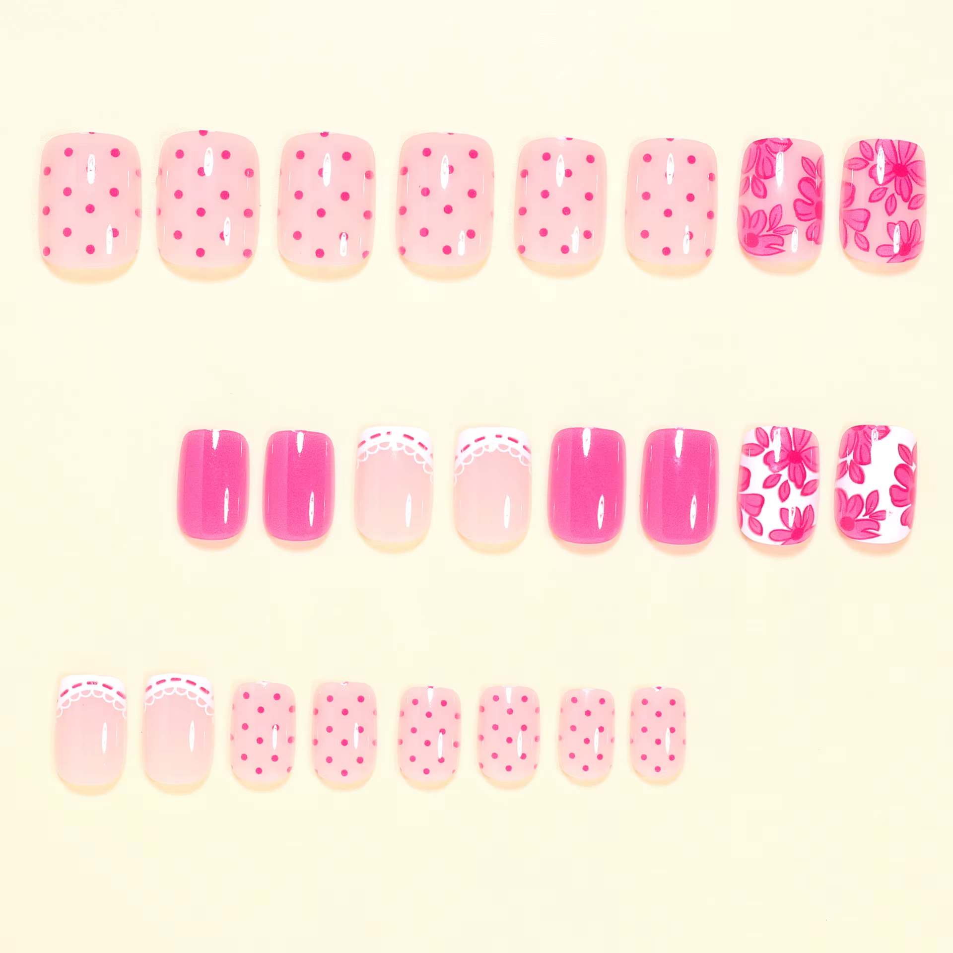 Faux ongles carrés courts pour femmes et filles