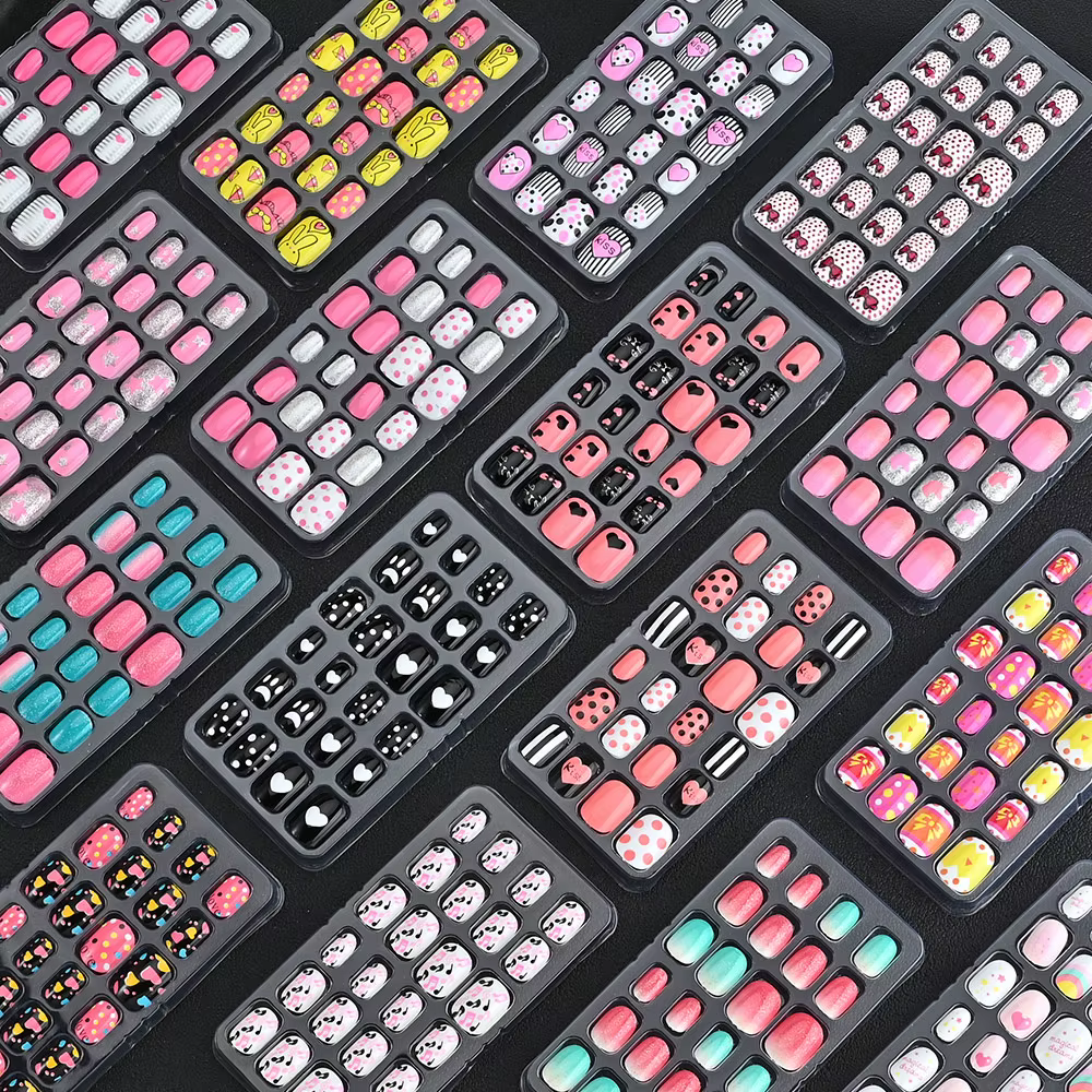 24 pièces/boîte Faux ongles pour enfants
