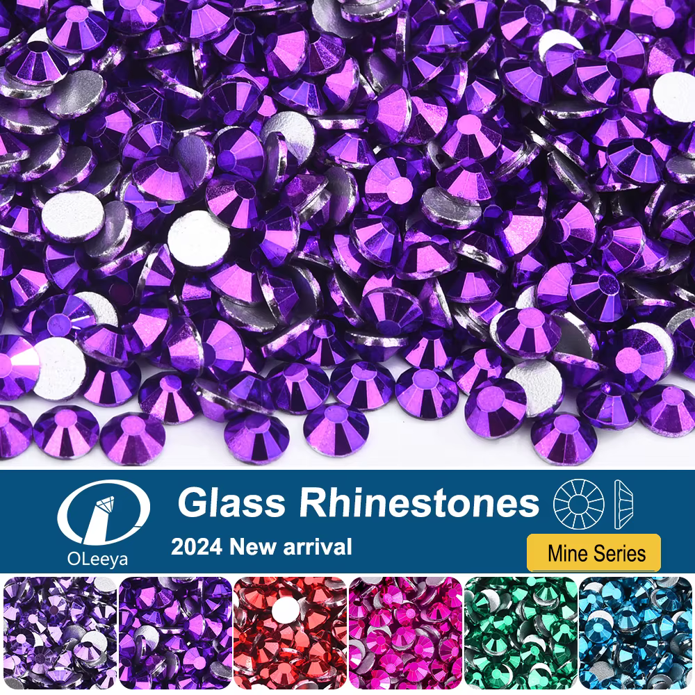 Oleeya – Strass en cristal de verre de haute qualité, nouvelles couleurs de Mine, paillettes, pierres à dos plat pour Nail Art, décoration artisanale DIY