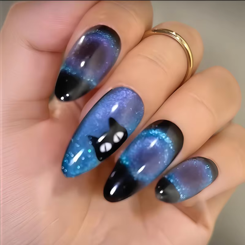24 pièces d'ongles press-on blancs nacrés faits à la main