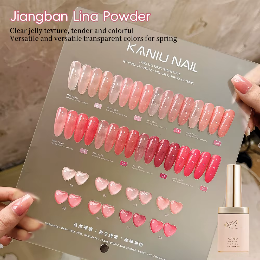 KANIU Gel Poudre Transparent Nude Rose 8 Couleurs pour Manucure Quotidienne Effet Naturel Sans Maquillage