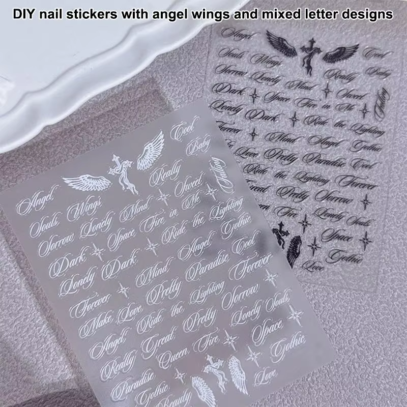 Autocollants pour ongles en forme d'ailes d'ange