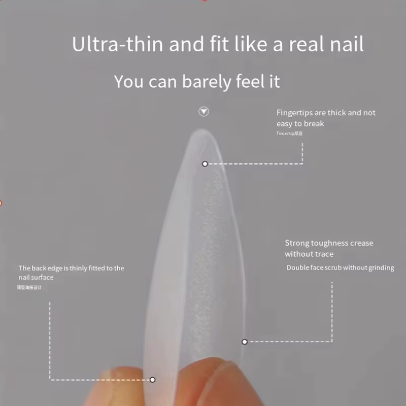 Boîte de 330 pointes d'ongles courtes en amande – Autocollants pour ongles en gel mat améliorés