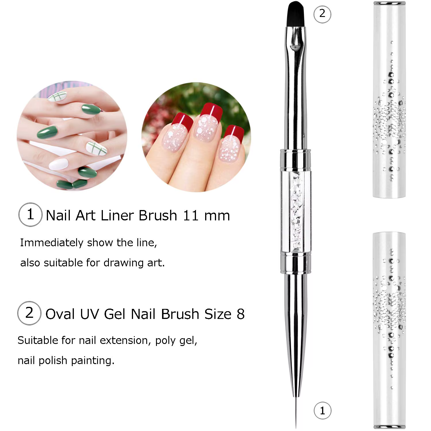 Brosse professionnelle de conception de Construction d'ongles à double extrémité