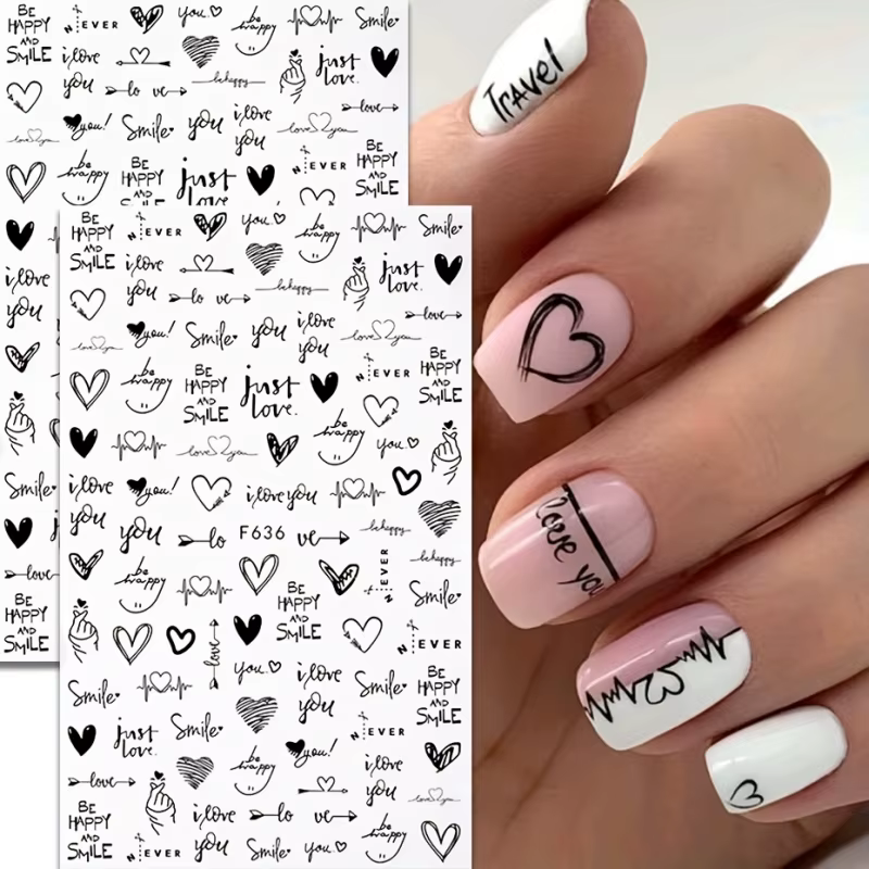 2 autocollants pour ongles sur le thème de la Saint-Valentin F636