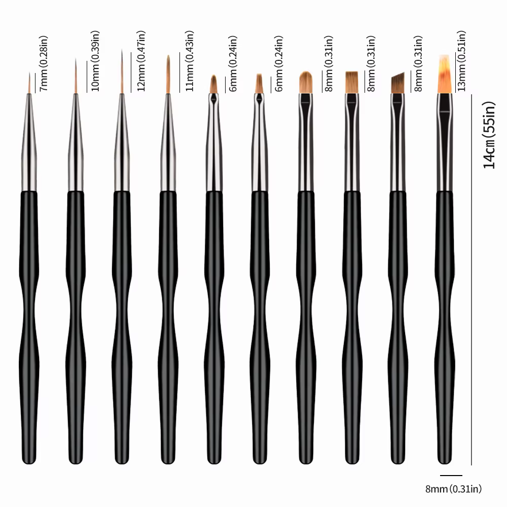 10 pièces/ensemble pinceaux pour Nail Art Liner Gel vernis lignes fleur peinture dessin stylo pour Nail Art Design bricolage ongles pointe détail outil costume