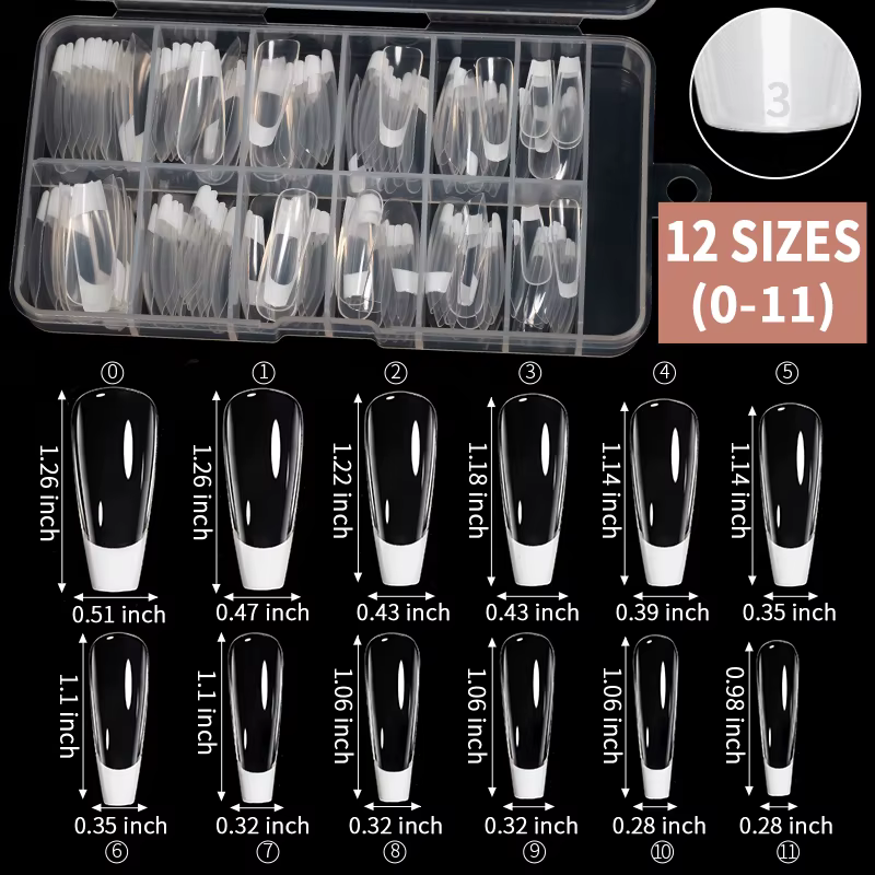 120 pièces/boîte clair et blanc français ongles conseils couverture complète Gel souple acrylique