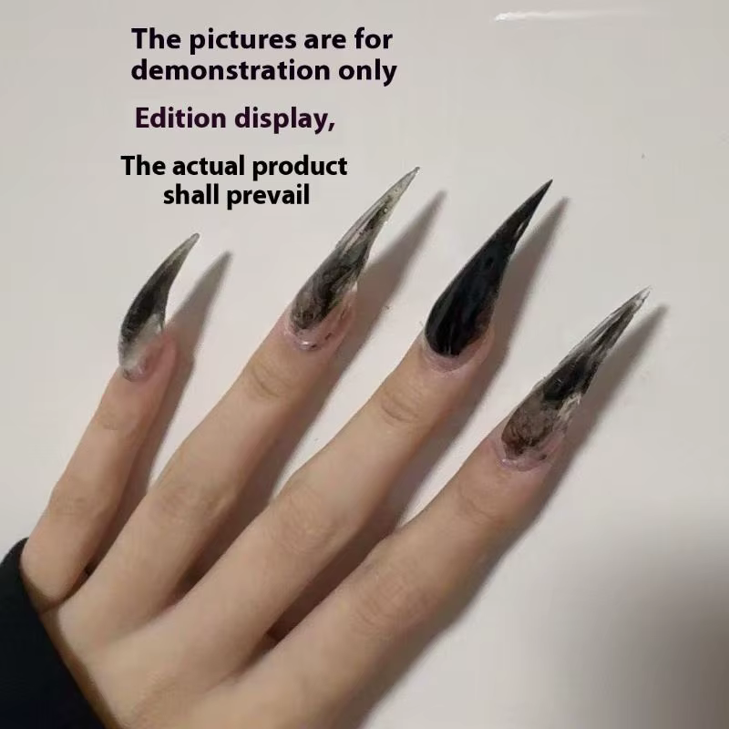 140 pièces/boîte – Moule à ongles courbé court type stiletto