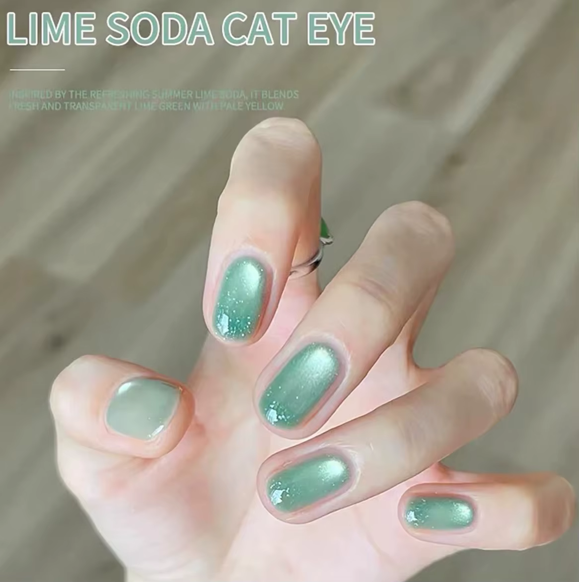 MIANEL 2026 Gel UV pour ongles effet œil de chat vert lime soda transparent avec perles de verre éclaircissantes pour manucure