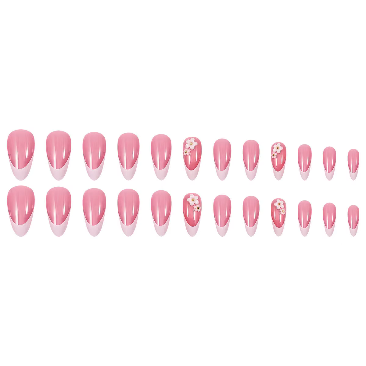 24 pièces couleur rose chair presse sur ongles amande blanc pointe française faux