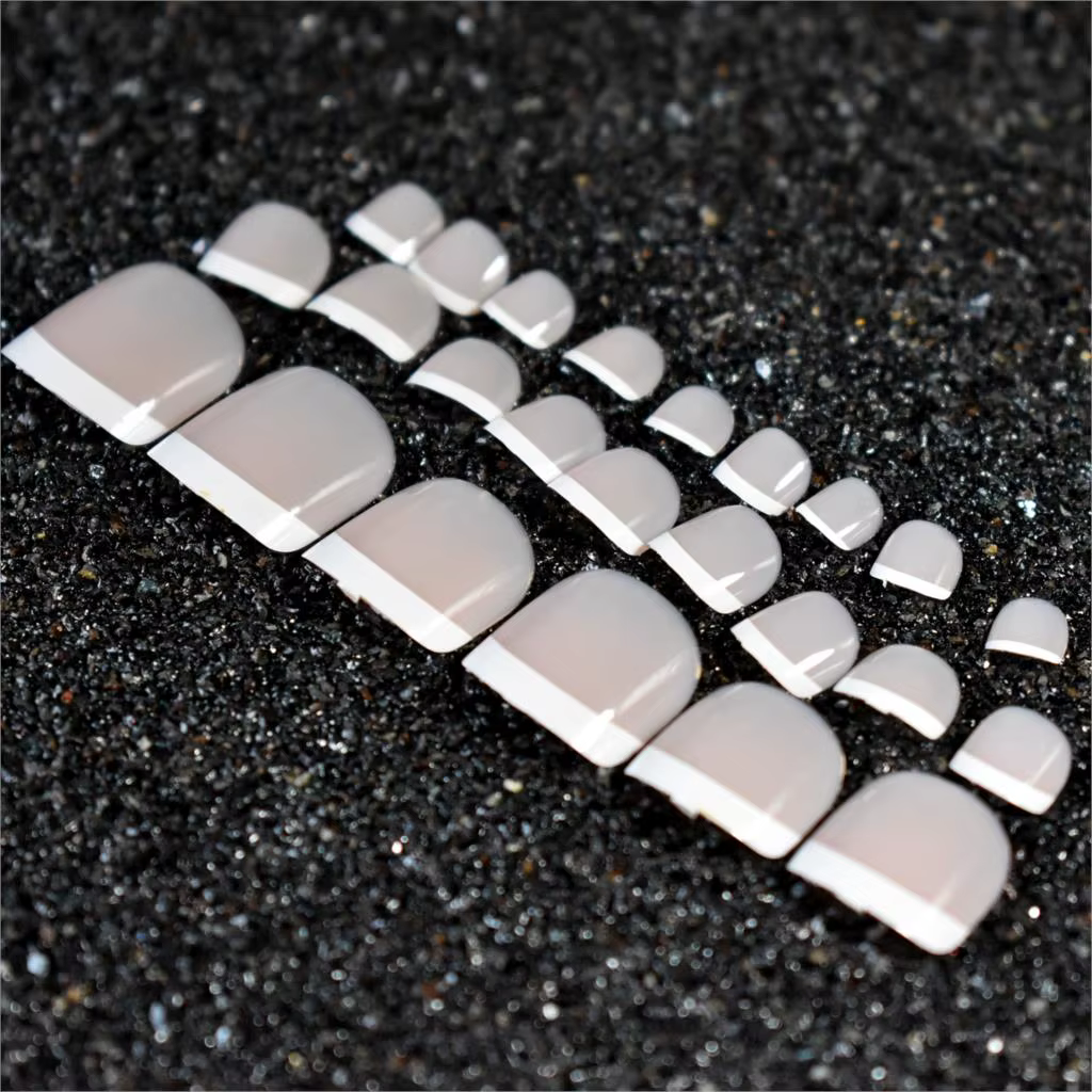 Faux ongles français Beige et blanc