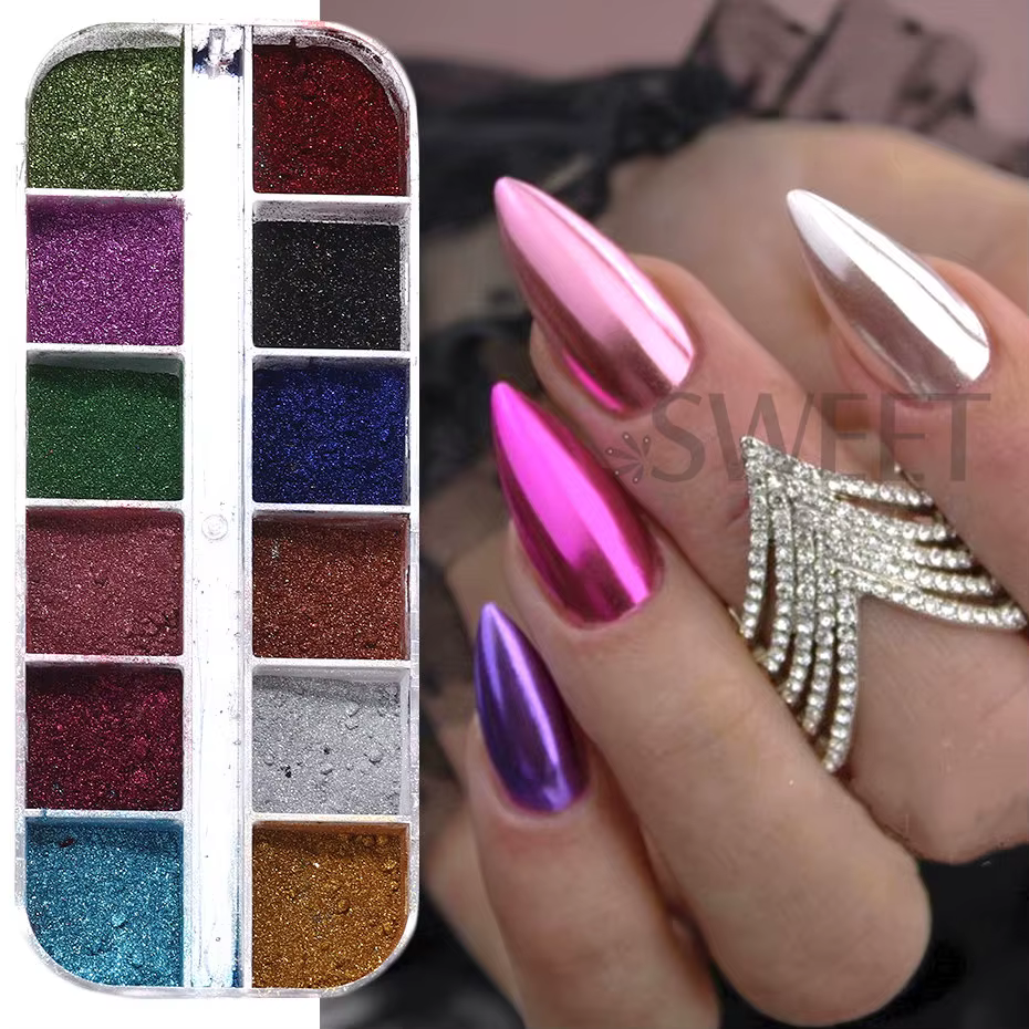 Poudre métallique pour ongles