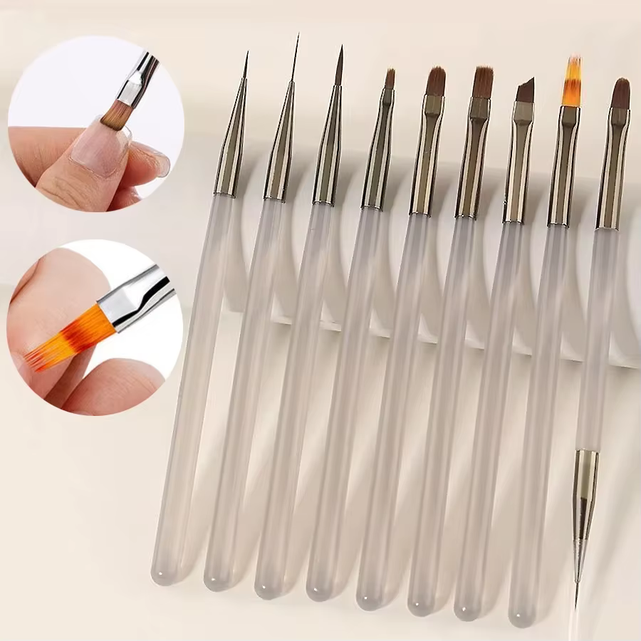 Ensemble de 9 pinceaux gris pour nail art