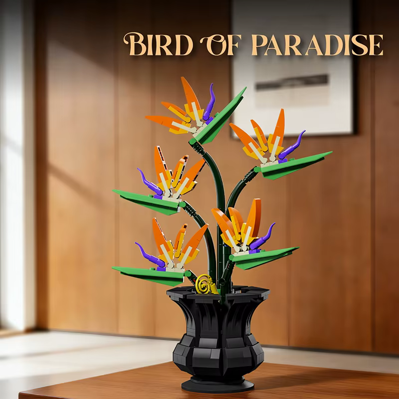 Bouquet d'oiseaux de paradis en blocs de construction, 451 pièces, modèle de plante florale, jouet en briques à monter soi-même, décoration de bureau, cadeau de saint-valentin pour filles et enfants