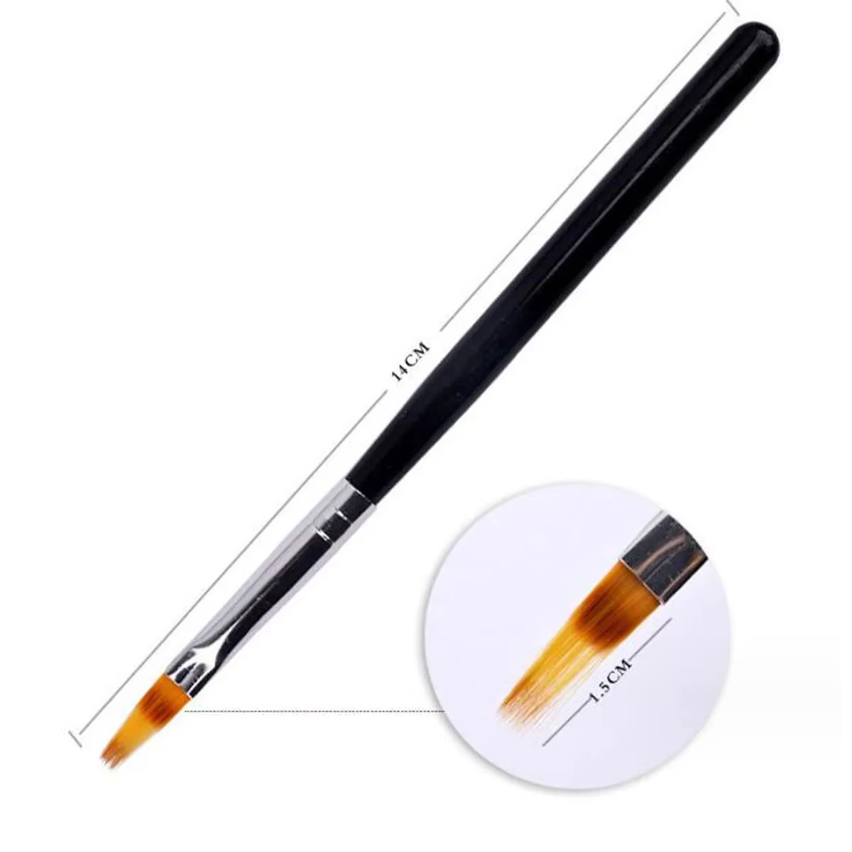 14 cm Ombre Nail Art outil brosse noir doux fourrure ongles